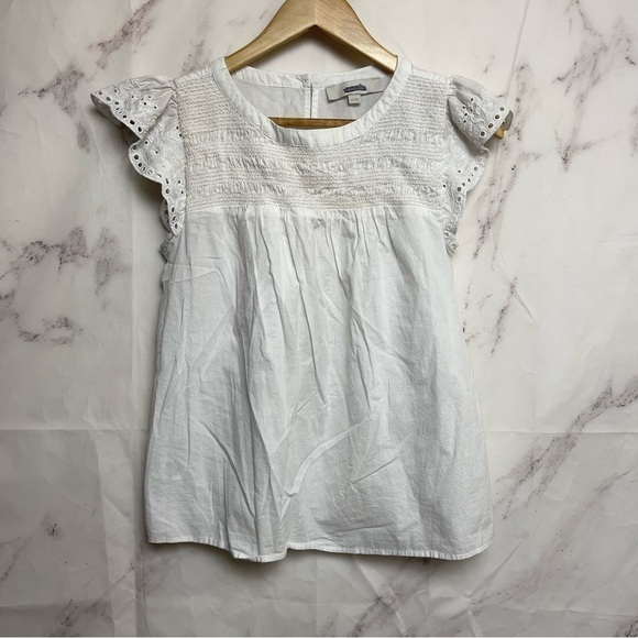 LOFT Embroidered Blouse Boho Flutter Sleeve Tank Tops - A42 - Picture 1 of 6